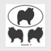 Silhouettes de Chien Keeshond Kees Vinyl Sticker S (Feuille)