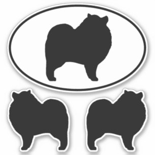 Silhouettes de Chien Keeshond Kees Vinyl Sticker S