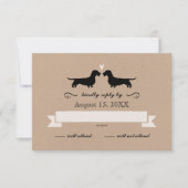 Silhouettes de Dachshund (Fil Haired) Mariage RSVP (Devant)