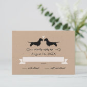 Silhouettes de Dachshund (Fil Haired) Mariage RSVP (Debout devant)