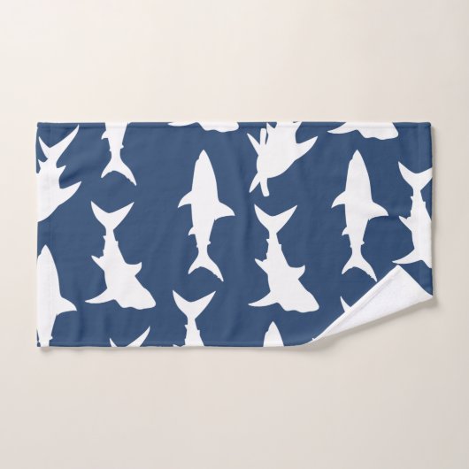 Silhouettes de requin blanc et bleu d'océan (Serviette à main)
