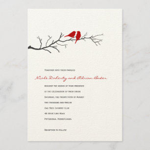 Silhouettes d'oiseaux Faire-part de mariage - Roug