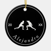 Silhouettes Name & Year Cool Keramisch Ornament (Voorkant)