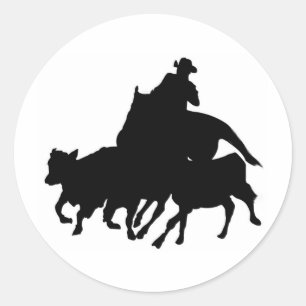 Silhouettes - Paarden - Team Penning Ronde Sticker