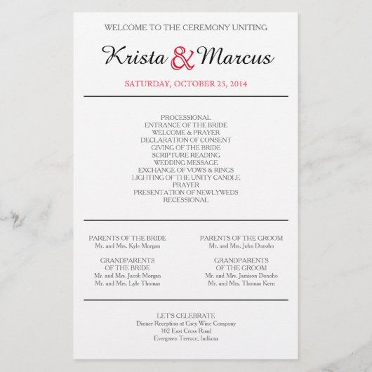 Silhouettes simples Programmes de mariage Flyers (Devant)