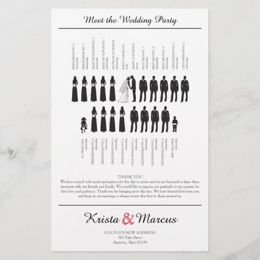 Silhouettes simples Programmes de mariage Flyers (Dos)