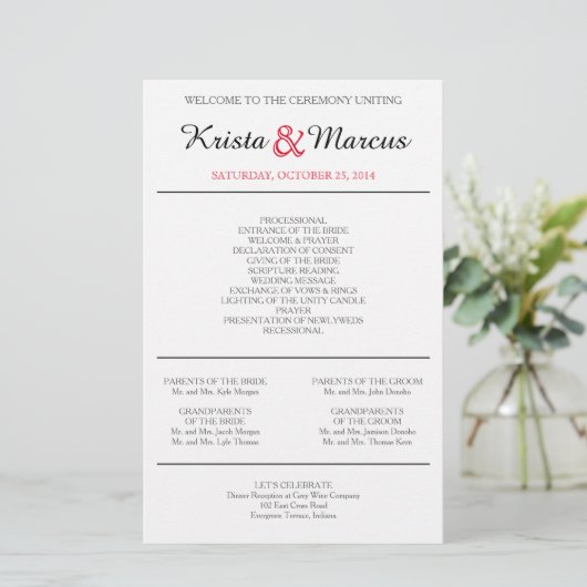 Silhouettes simples Programmes de mariage Flyers (Debout devant)