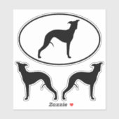 Silhouettes Whippet Stickers Oval et Vinyl DieCut (Feuille)