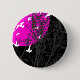 silhouetvogels ronde button 5,7 cm