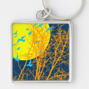 silhouetvogels sleutelhanger