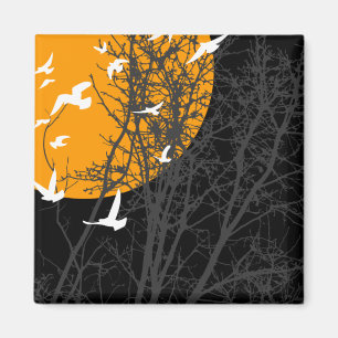 silhouscreen vogels: oranje maan magneet