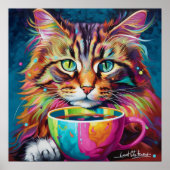 Silian Cat Latte Art om uw dag te vieren Poster (Voorkant)