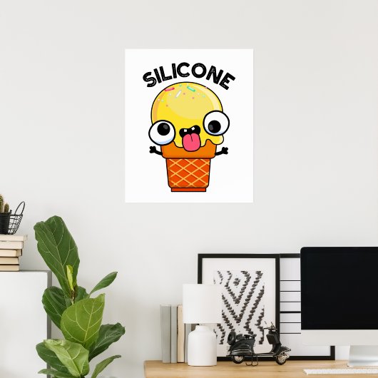 Silicone Funny Ice Cream Cone Pun Poster (Thuiskantoor)
