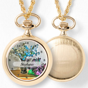 Silk and Corn Husk Flowers 2190 Ketting horloge