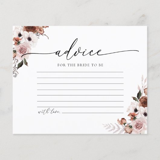 Silk Floral Bridal Shower Advice Card (Voorkant)