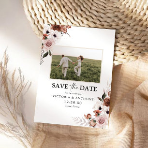 Silk Floral Sla de datum op met fotokaart Save The Date