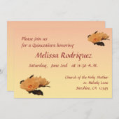 Silk Flowers Quinceanera Uitnodiging (Voorkant / Achterkant)