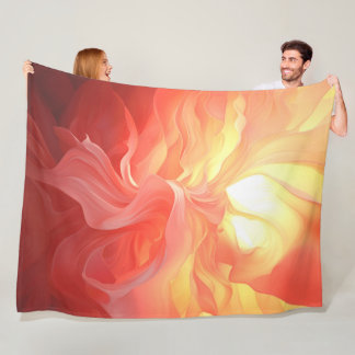 Silken Fluid Vector Coral in Pink and Ivory Fleece Deken