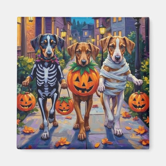 Silken Windhound Dogs in Halloween Costumes Magneet (Voorkant)