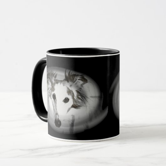 Silken Windhound in Grijs Mok (Voorkant links)