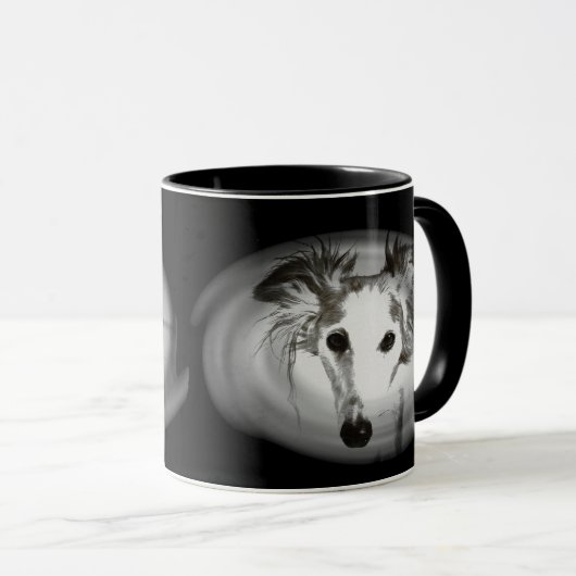 Silken Windhound in Grijs Mok (Voorkant rechts)