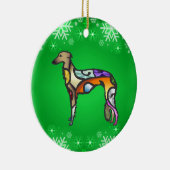 Silken Windhound Keramisch Ornament (Rechts)