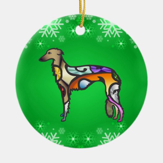 Silken Windhound Keramisch Ornament (Voorkant)