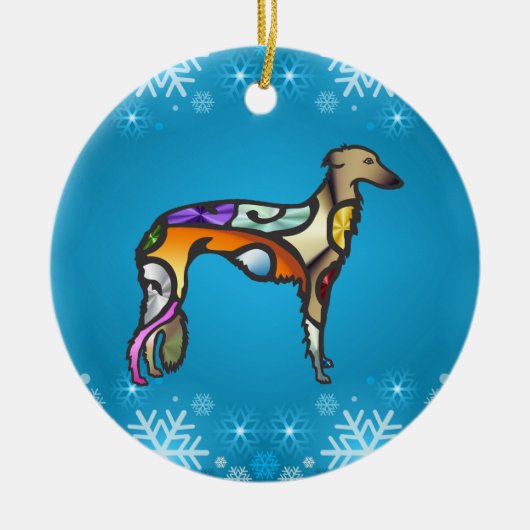 Silken Windhound Keramisch Ornament (Voorkant)