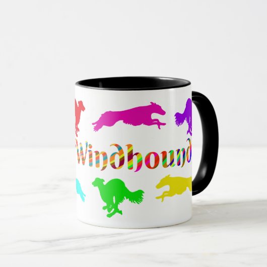 Silken Windhound Running Coffee Mok (Voorkant rechts)