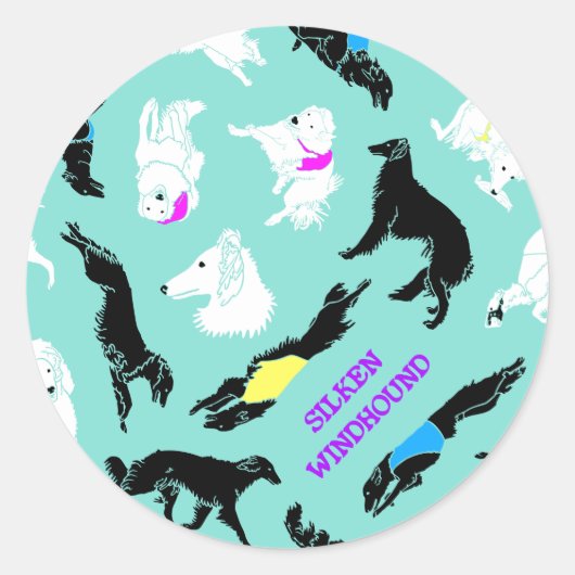 Silken Windhounds Ronde Sticker (Voorkant)