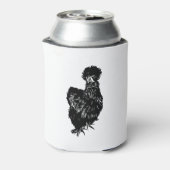 Silkie Bantam Chicken Line Art Tekening Blikjeskoeler (Blikje Achterkant)