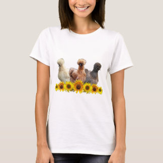 Silkie Bantam Chicken Trio en Sunbloemen T-shirt