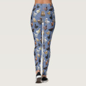 Silkie Bantam Chickens Faux Glitter Blue Leggings (Achterkant)