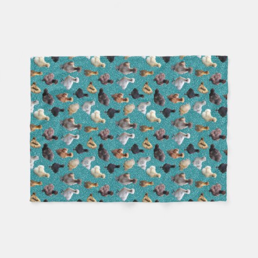 Silkie Bantam Chickens Faux Glitter Turquoise Fleece Deken (Voorkant (Horizontaal))