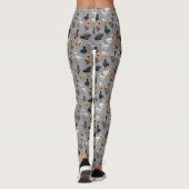 Silkie Bantam Chickens op Grey Burlap Leggings (Achterkant)