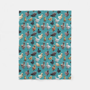 Silkie Bantam Kippen Faux Glitter Turquoise Fleece Deken
