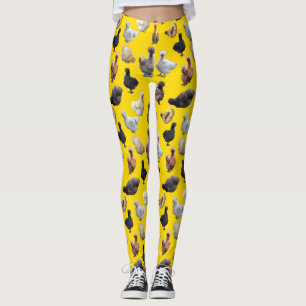 Silkie Bantams Kippen op zonnebloemgeel Leggings