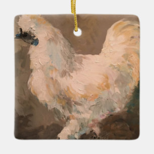 Silkie Chicken Farmhouse-kerstboomversiering Keramisch Ornament