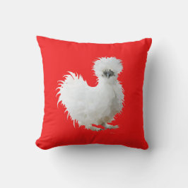 Silkie Chicken on Red Kussen