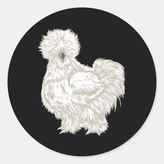 Silkie Chicken Ronde Sticker (Voorkant)