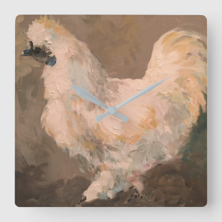 Silkie Chicken Wall Clock Vierkante Klok
