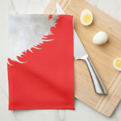 Silkie White Chicken on Red Tea Towel Theedoek (Quarter Fold)