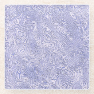 Silky Blue Moire Patroon Glazen Onderzetter