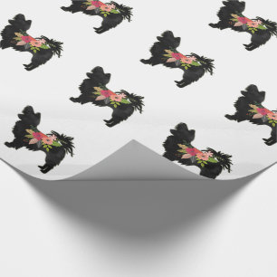 Silky Chihuahua Hondenras Boho Floral Silhouette Cadeaupapier