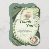 Silky GREEN Pearl Carte de remerciements bébé (Devant / Derrière)