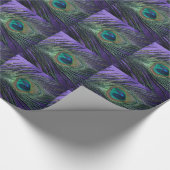 Silky Paarse Peacock Feather Cadeaupapier (Hoek)