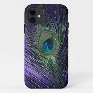 Silky Paarse Peacock Feather iPhone 11 Hoesje
