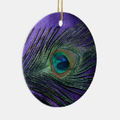 Silky Paarse Peacock Feather Keramisch Ornament (Rechts)