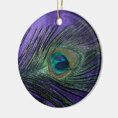 Silky Paarse Peacock Feather Keramisch Ornament (Links)