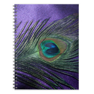 Silky Paarse Peacock Feather Notitieboek